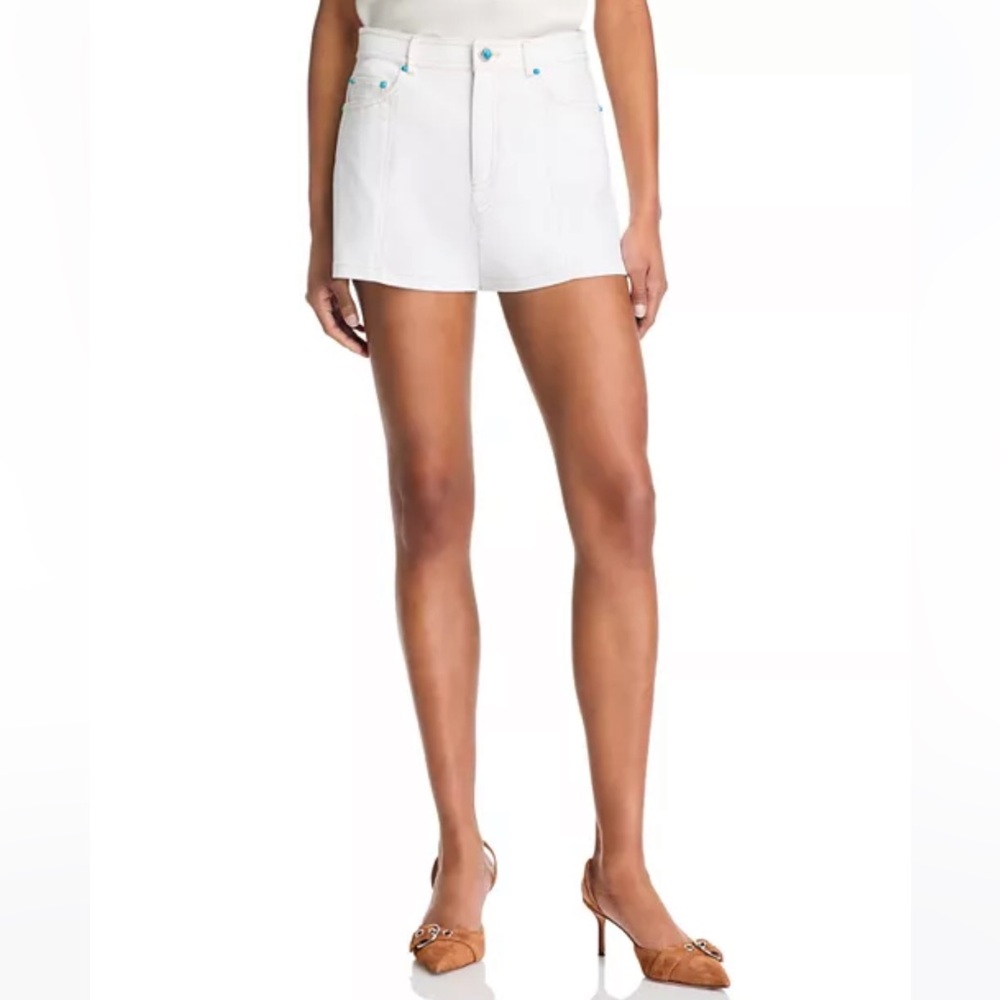 New with tags Cinq à Sept Turquoise Embellished Ceil Shorts white size 6